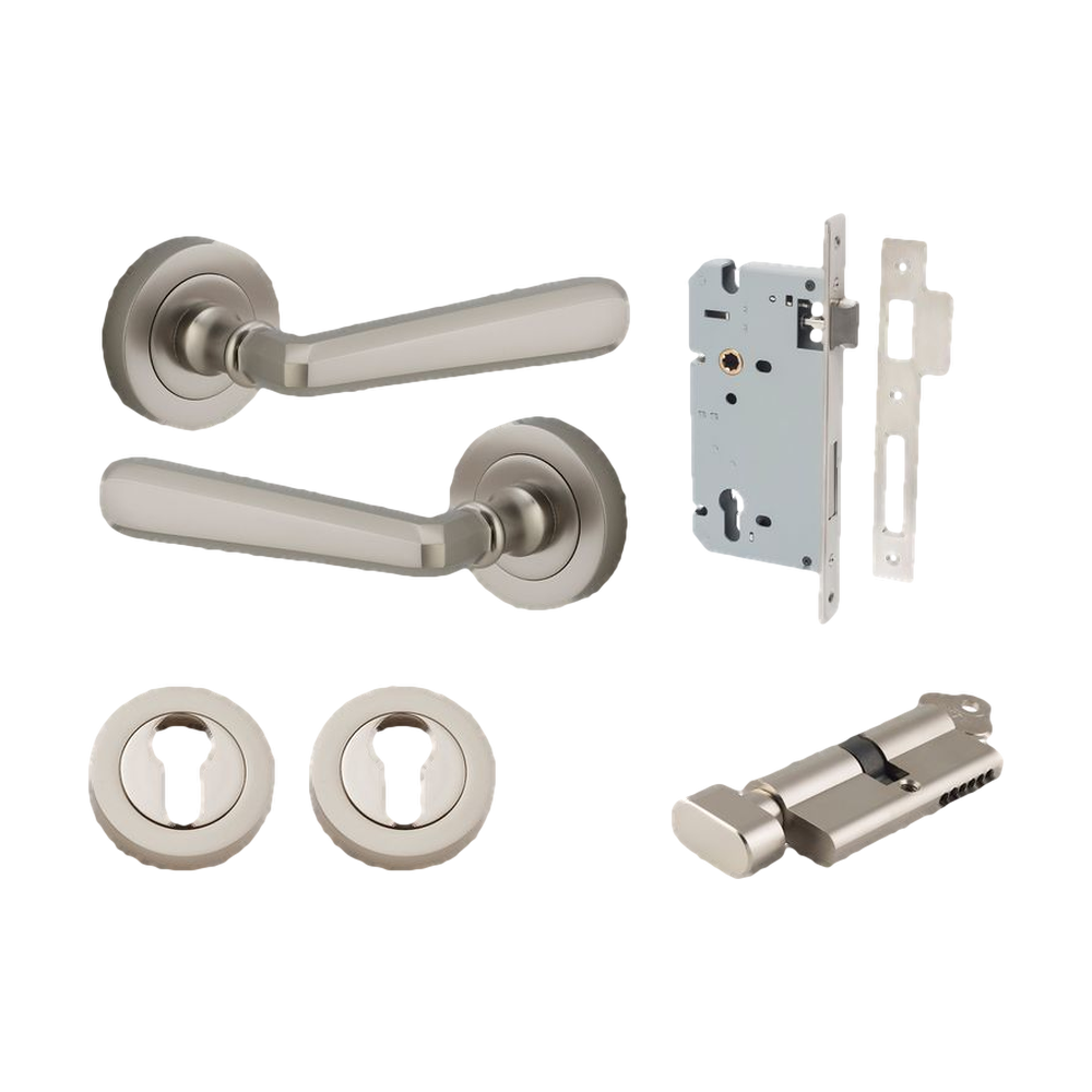Iver Copenhagen Lever on Round Rose (Pair) — Satin Nickel — LHTR20809KENTR60KT