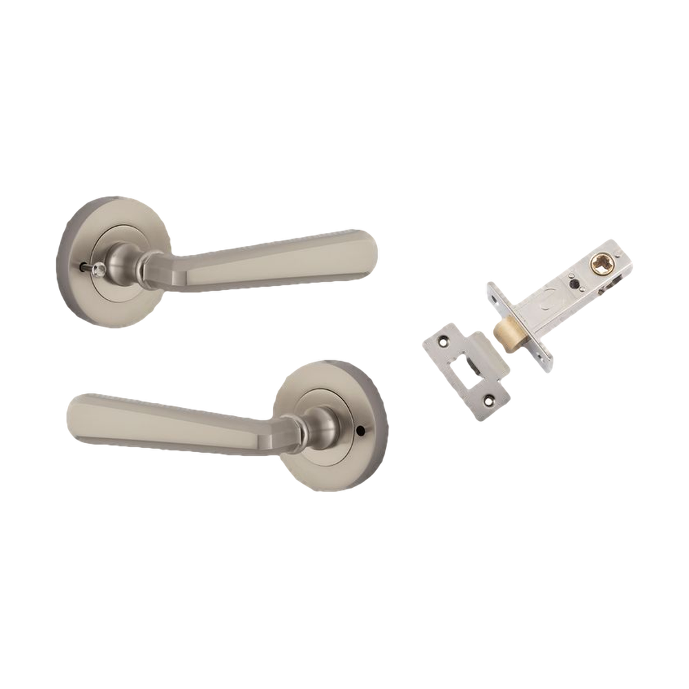 Iver Copenhagen Lever on Round Rose (Pair) — Satin Nickel — LHTR20809KIBPRIV60