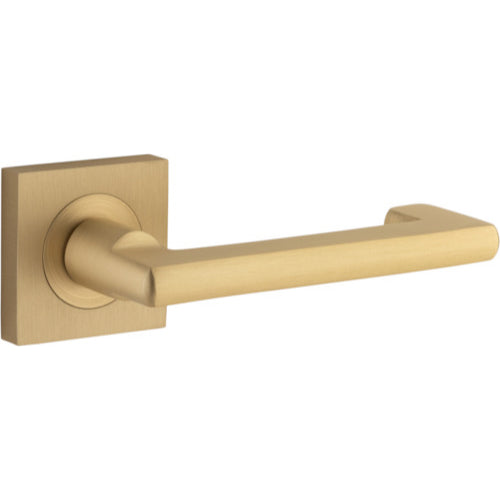 Door Lever Baltimore Return Square Rose Brushed Brass H52xW52xP58mm
(Latch/Lock Sold Separately) in Brushed Brass