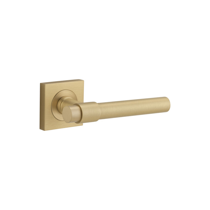 Door Lever Helsinki Square Rose Brushed Brass H52xW52xP44mm
(Latch/Lock Sold Separately) in Brushed Brass