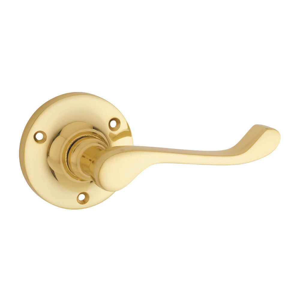 Door Lever Victorian Round Rose Pair Unlacquered Polished Brass D63xP58mm
(Latch/Lock Sold Separately) in Polished Brass Unlacquered