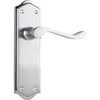 Door Lever Henley Latch Pair Satin Chrome H180xW50xP58mm in Satin Chrome