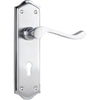 Door Lever Henley Lock Pair Satin Chrome H180xW50xP58mm in Satin Chrome