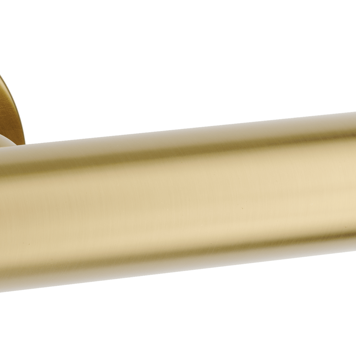 Pair of Iver Puerto Lever handles on round rose, featuring polished metal finish and classic design for doors.