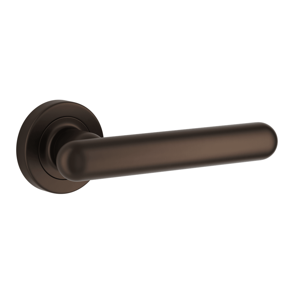 Door Lever Puerto Rose Round Latch Pair Signature Brass L145xP61mm BPD52mm in Signature Brass