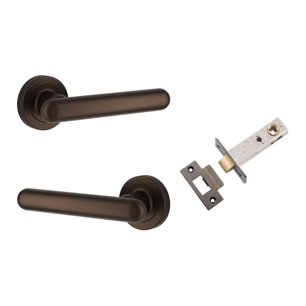 Door Lever Puerto Rose Round Signature Brass Passage Kit in Signature Brass