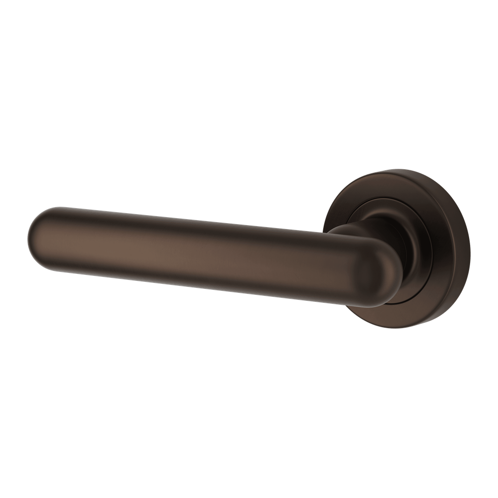 Door Lever Puerto Rose Round Fixed Left Hand Signature Brass L145xP61mm BPD52mm in Signature Brass