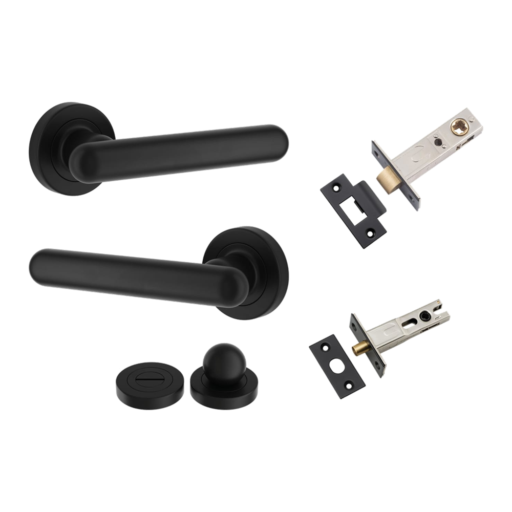 Door Lever Puerto Rose Round Matt Black Privacy Kit in Matt Black