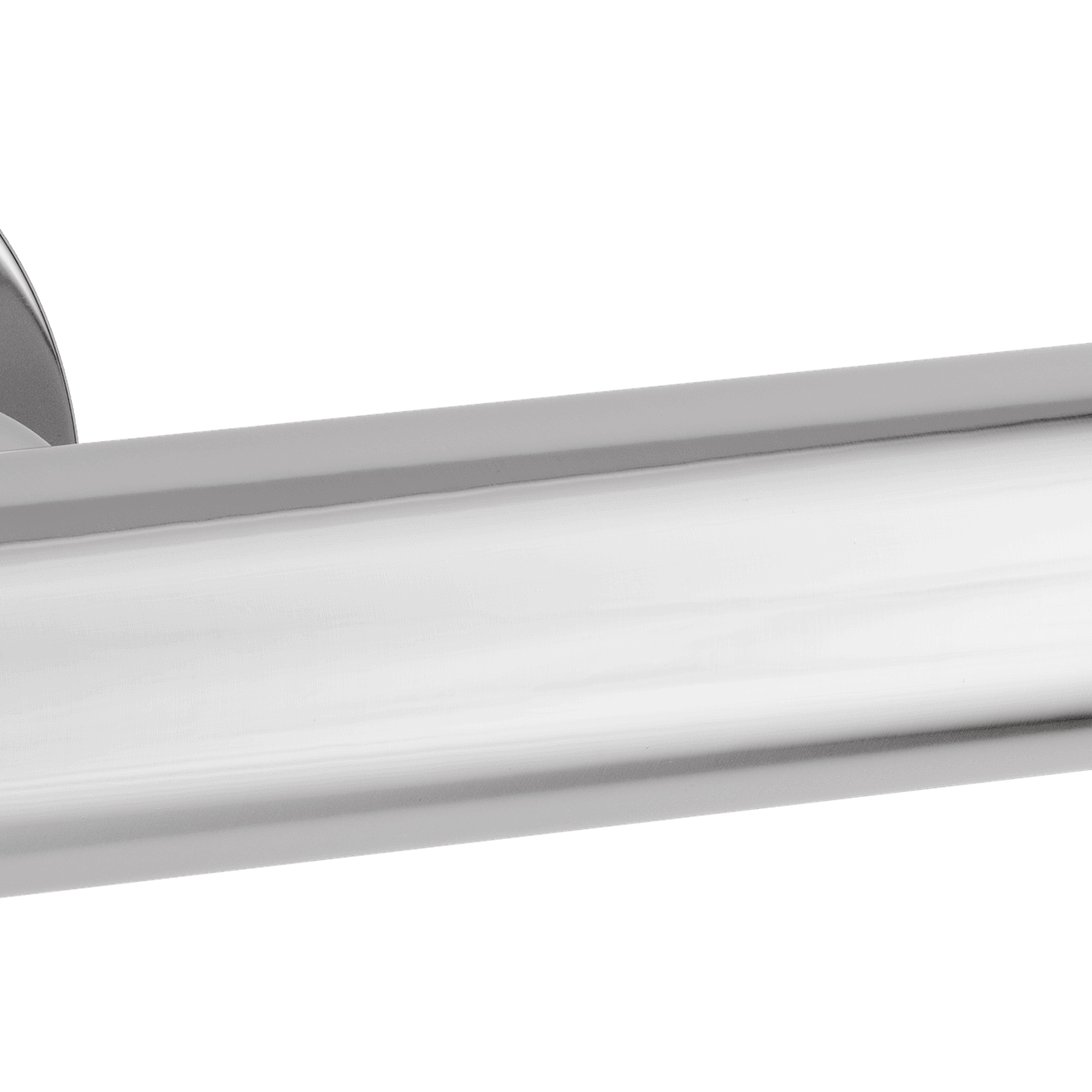 Pair of Iver Puerto Lever handles on round rose, featuring polished metal finish and classic design for interior doors.