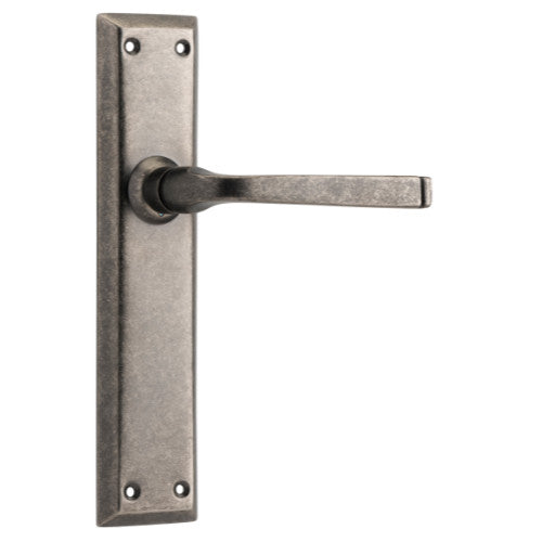 Door Lever Menton Latch Pair Rumbled Nickel H225xW50xP75mm in Rumbled Nickel