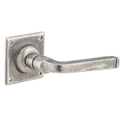 Door Lever Menton Square Rose Pair Rumbled Nickel H60xW60xP70mm
(Latch/Lock Sold Separately) in Rumbled Nickel