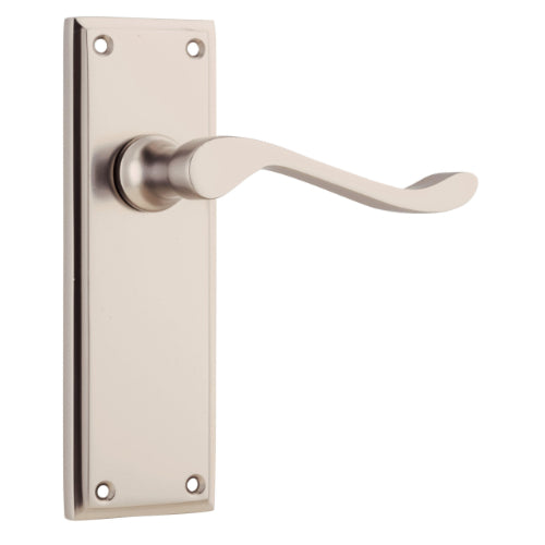 Door Lever Camden Latch Pair Satin Nickel H152xW50xP60mm in Satin Nickel