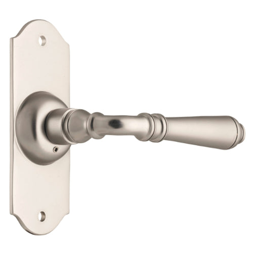 Door Lever Reims Latch Pair Satin Nickel H110xW43xP65mm in Satin Nickel