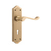 Door Lever Henley Lock Pair Satin Brass H180xW50xP58mm in Satin Brass