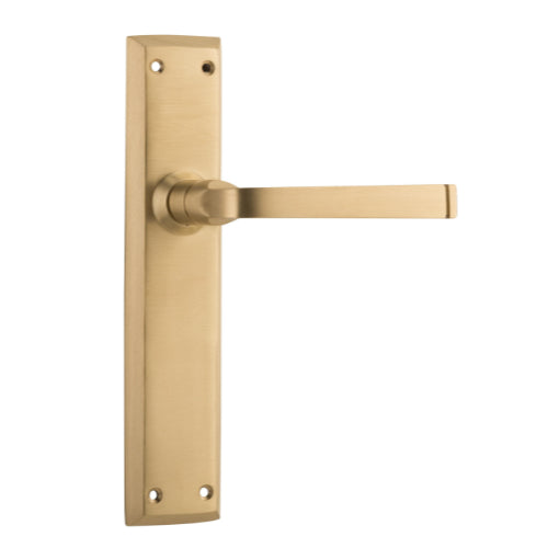 Door Lever Menton Latch Pair Satin Brass H225xW50xP75mm in Satin Brass