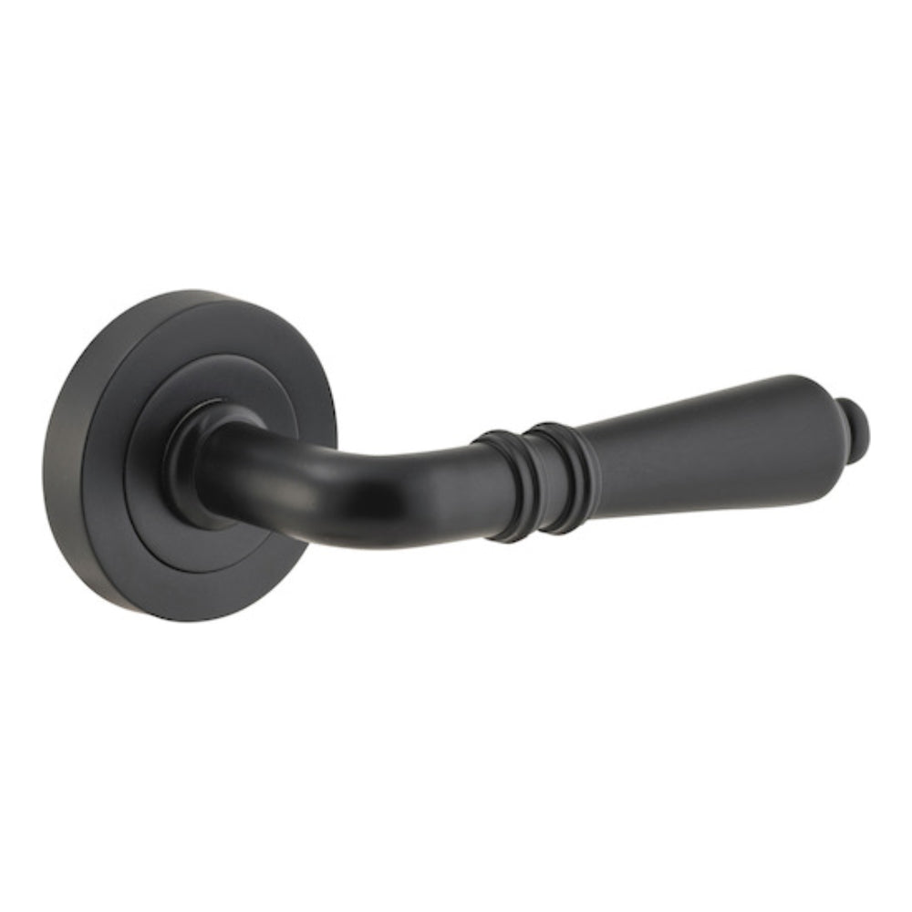 Door Lever Sarlat Round Rose Pair Matt Black D52xP58mm
(Latch/Lock Sold Separately) in Matt Black