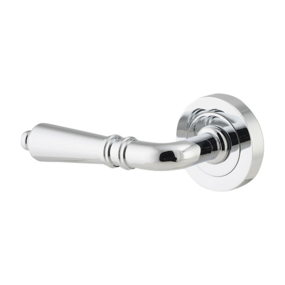 Door Lever Sarlat Rose Round Concealed Fix Left Hand Fixed Polished Chrome L111xP56mm BPD52mm in Polished Chrome