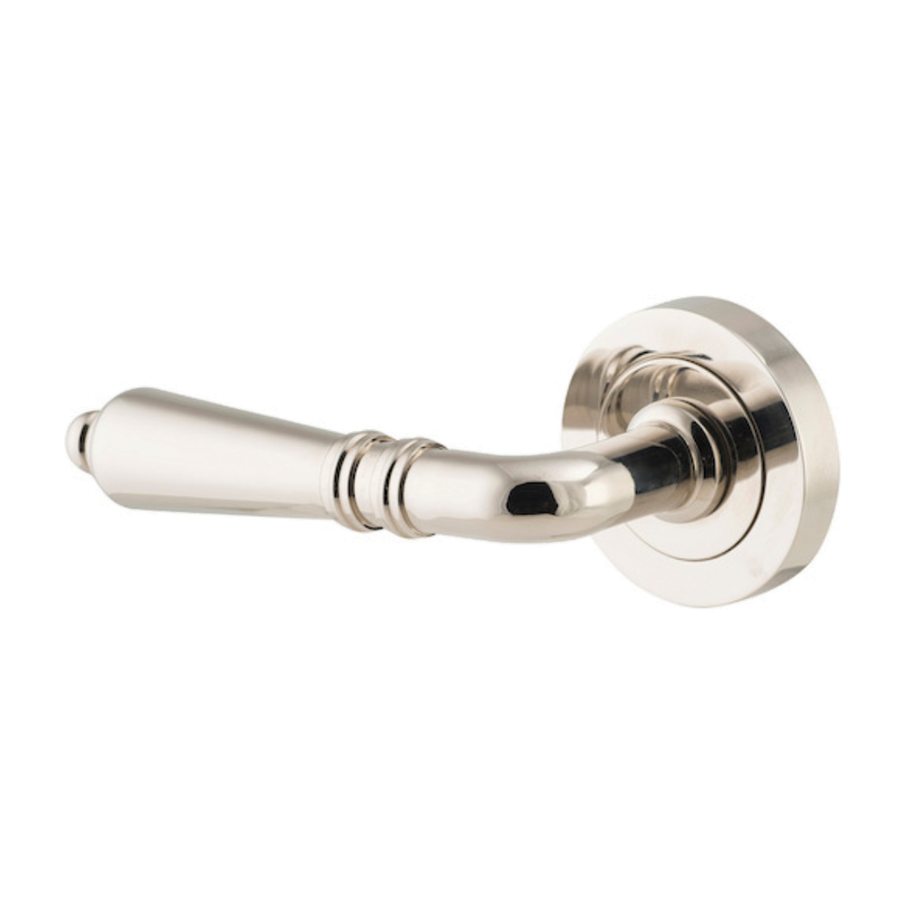 Door Lever Sarlat Rose Round Concealed Fix Left Hand Fixed Polished Nickel L111xP56mm BPD52mm in Polished Nickel