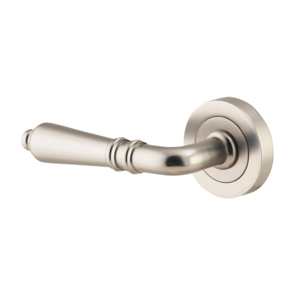 Door Lever Sarlat Round Rose Satin Nickel D58xP58mm Left Hand fixed in Satin Nickel