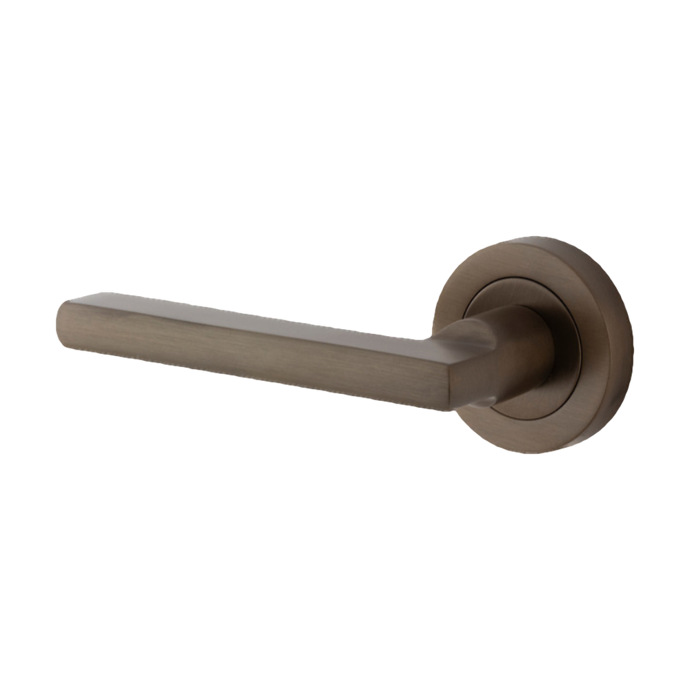 Door Lever Baltimore Rose Round Concealed Fix Left Hand Fixed Signature Brass L118xP57mm BPD52mm in Signature Brass