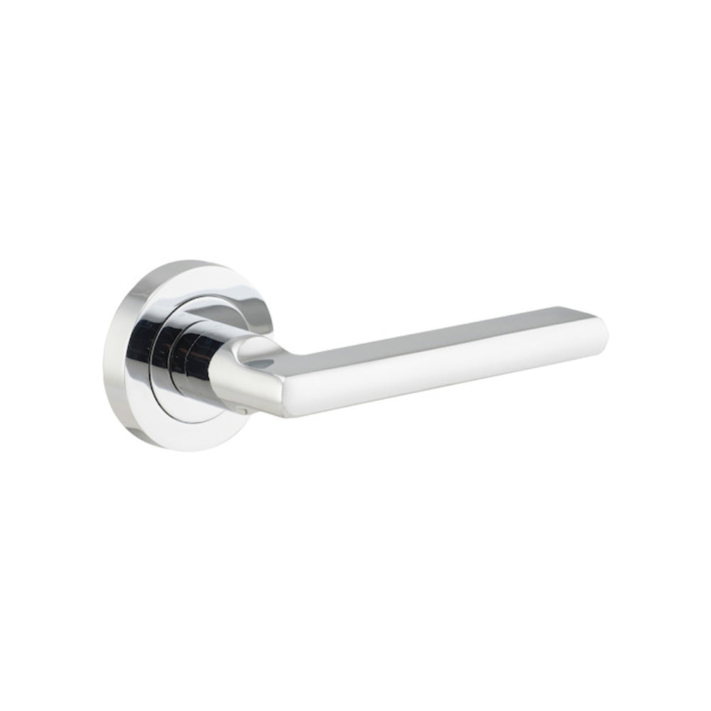 Door Lever Baltimore Round Rose Pair Polished Chrome D52xP58mm
(Latch/Lock Sold Separately) in Polished Chrome
