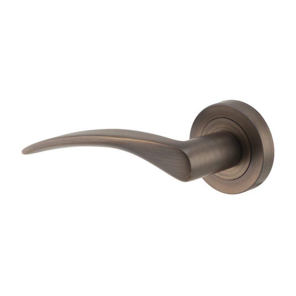 Door Lever Oxford Rose Round Concealed Fix Left Hand Fixed Signature Brass L125xP63mm BPD52mm in Signature Brass