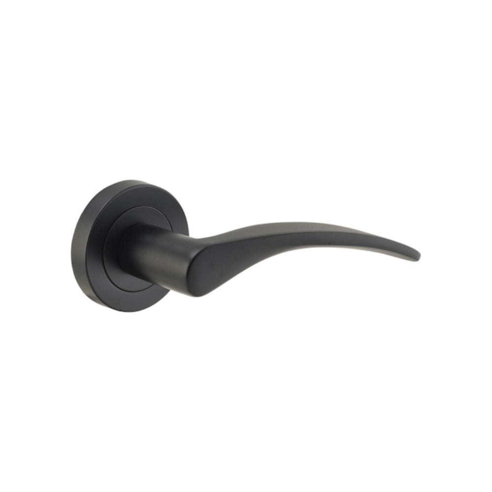 Door Lever Oxford Round Rose Pair Matt Black D52xP64mm
(Latch/Lock Sold Separately) in Matt Black