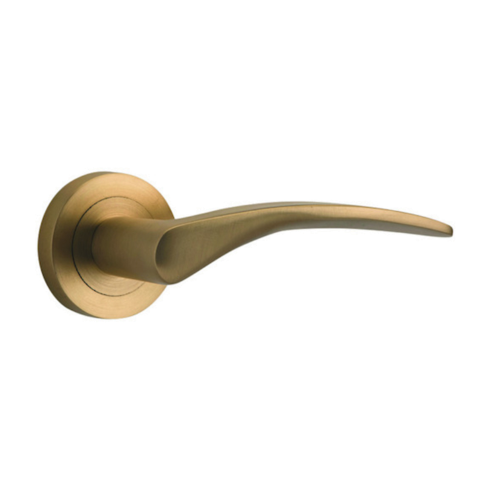 Door Lever Oxford Round Rose Pair Brushed Brass D52xP64mm
(Latch/Lock Sold Separately) in Brushed Brass