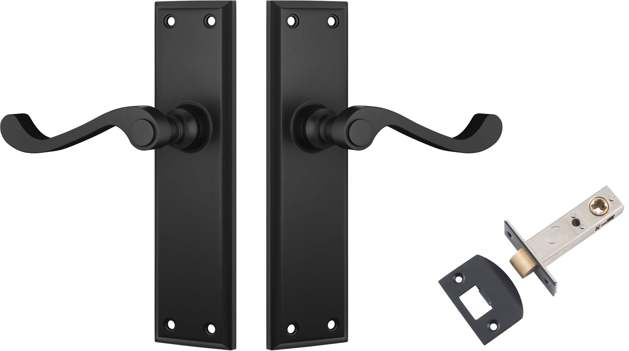 Door Lever Milton Matt Black Passage Set in Matt Black