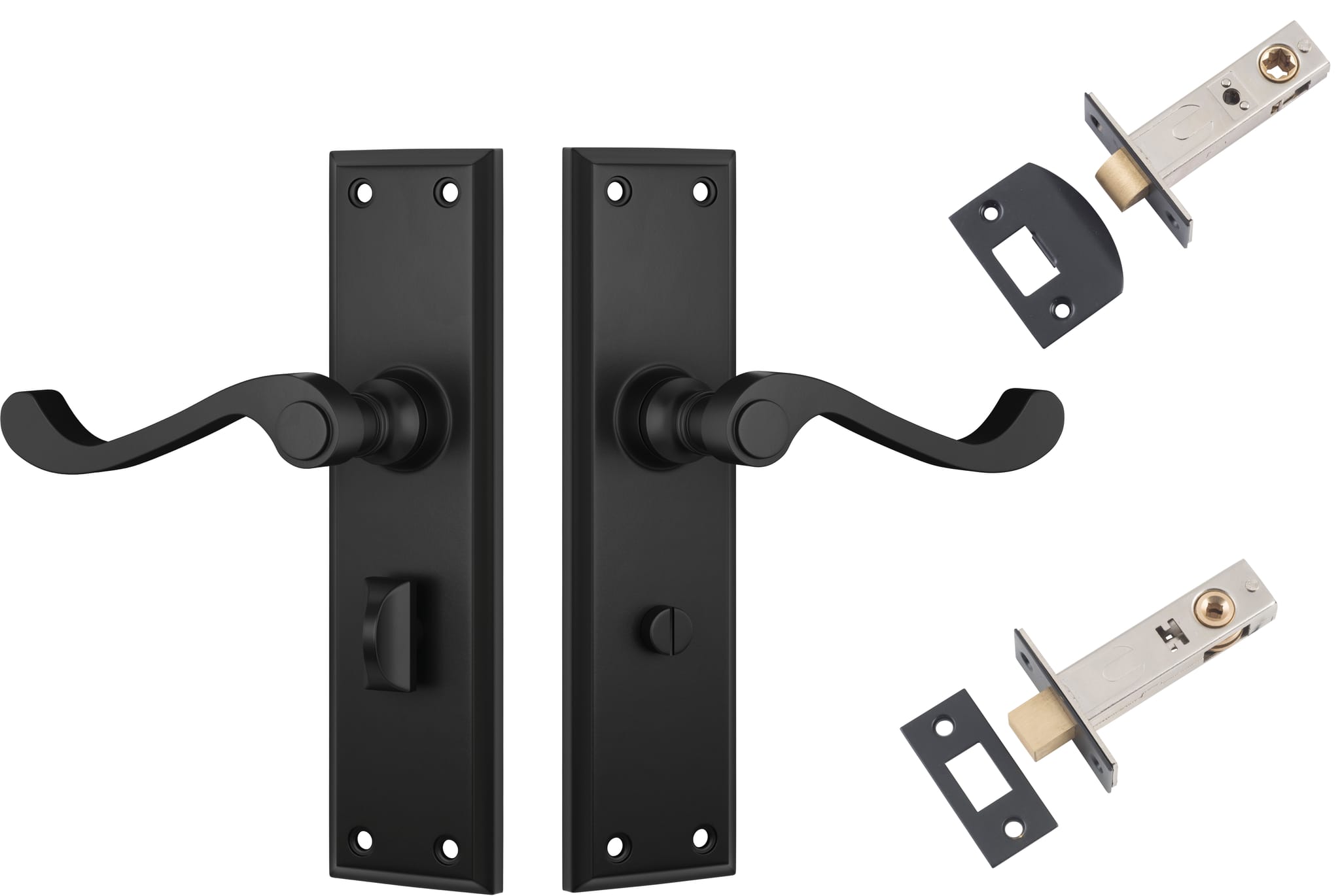 Door Lever Milton Matt Black Privacy Set in Matt Black