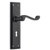 Door Lever Milton Lock Pair Matt Black H200xW50xP68mm in Matt Black