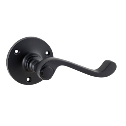 Door Lever Milton Round Rose Pair Matt Black D63xP68mm
(Latch/Lock Sold Separately) in Matt Black