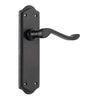 Door Lever Henley Latch Pair Matt Black H180xW50xP58mm in Matt Black