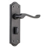 Door Lever Henley Privacy Pair Matt Black H180xW50xP58mm in Matt Black