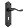 Door Lever Henley Lock Pair Matt Black H180xW50xP58mm in Matt Black