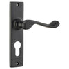 Door Lever Fremantle Euro Pair Matt Black H150xW35xP50mm in Matt Black