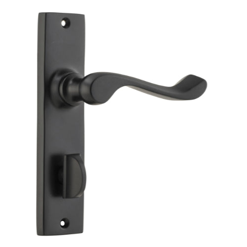 Door Lever Fremantle Privacy Pair Matt Black H150xW35xP50mm in Matt Black