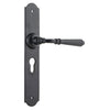 Door Lever Reims Euro Pair Matt Black H240xW40xP70mm in Matt Black