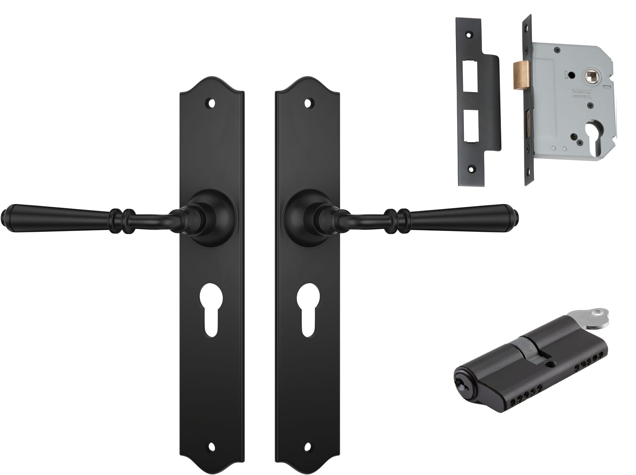 Door Lever Reims Matt Black Key / Key Entrance Set in Matt Black