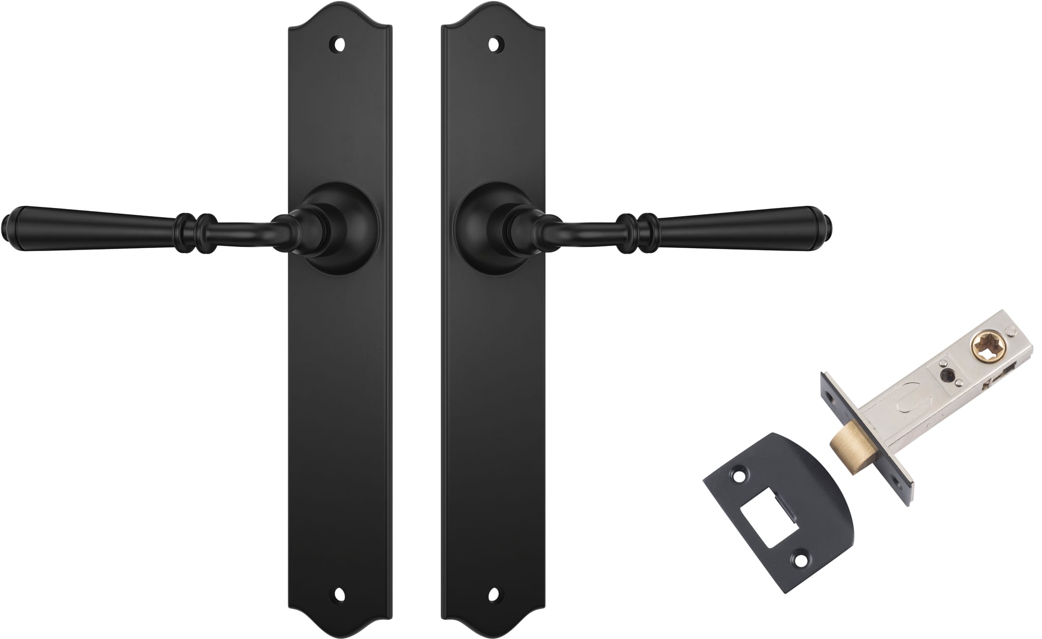 Door Lever Reims Matt Black Passage Set in Matt Black