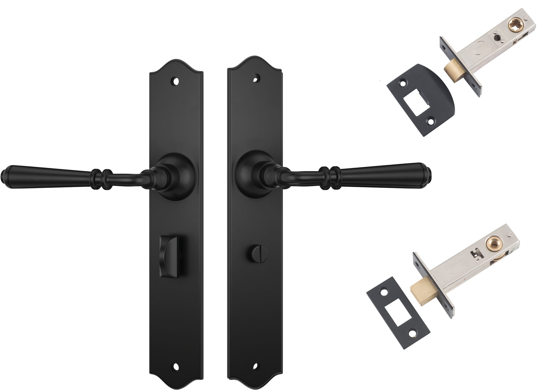 Door Lever Reims Matt Black Privacy Set in Matt Black