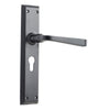 Door Lever Menton Euro Pair Matt Black H225xW50xP75mm in Matt Black