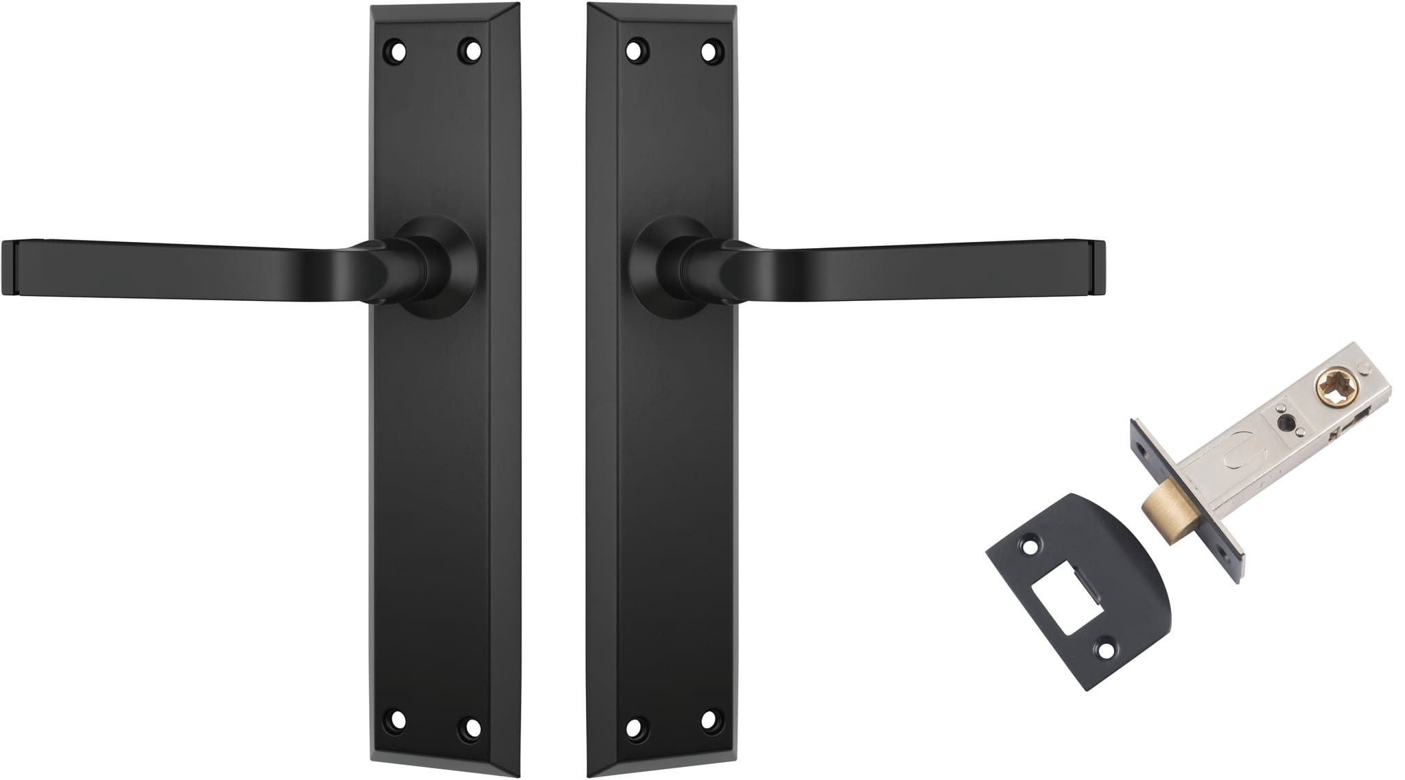Door Lever Menton Matt Black Passage Set in Matt Black