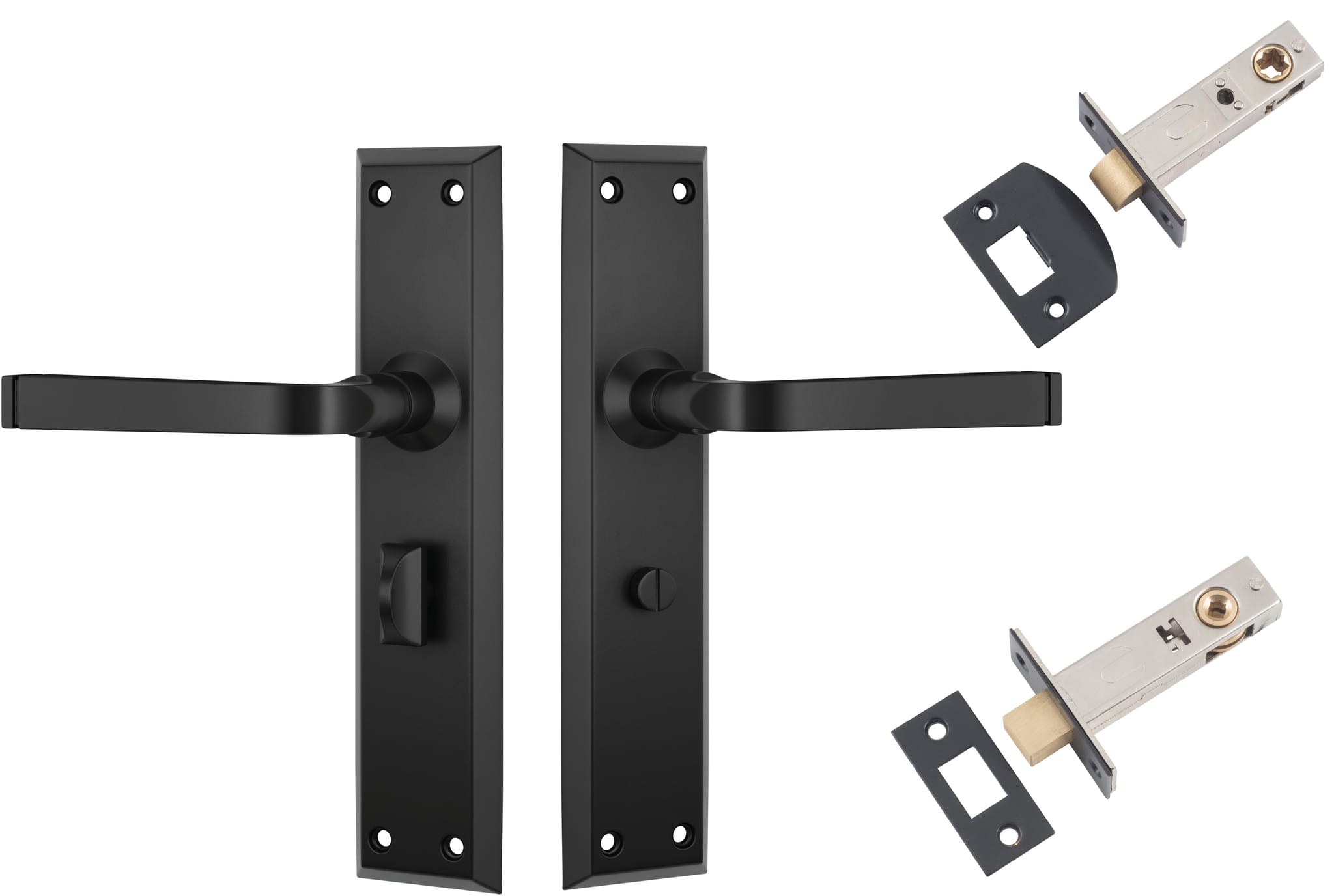 Door Lever Menton Matt Black Privacy Set in Matt Black