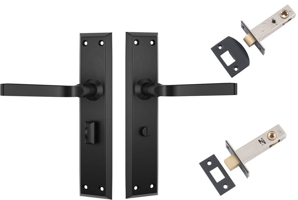 Door Lever Menton Matt Black Privacy Set in Matt Black