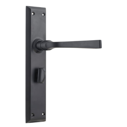 Door Lever Menton Privacy Pair Matt Black H225xW50xP75mm in Matt Black