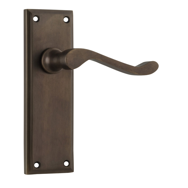 Door Lever Camden Latch Pair Antique Brass H152xW50xP60mm in Antique Brass