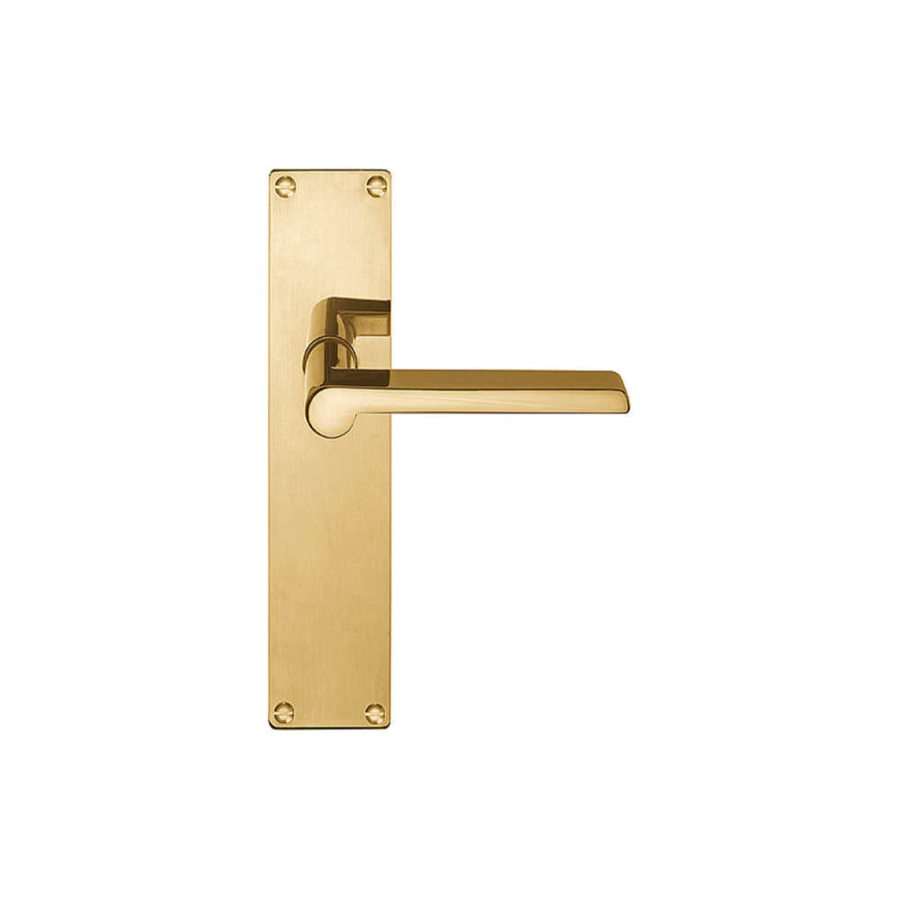 Pair of Formani TIMELESS 1927 lever handles on rectangular plates, modern door hardware with a sleek, minimalist design.