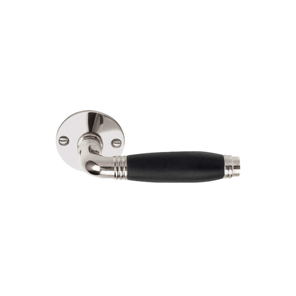TIMELESS 1934MRR50 unsprung lever handle on rose bright nickel/ebony wood in Bright Nickel / Ebony Wood