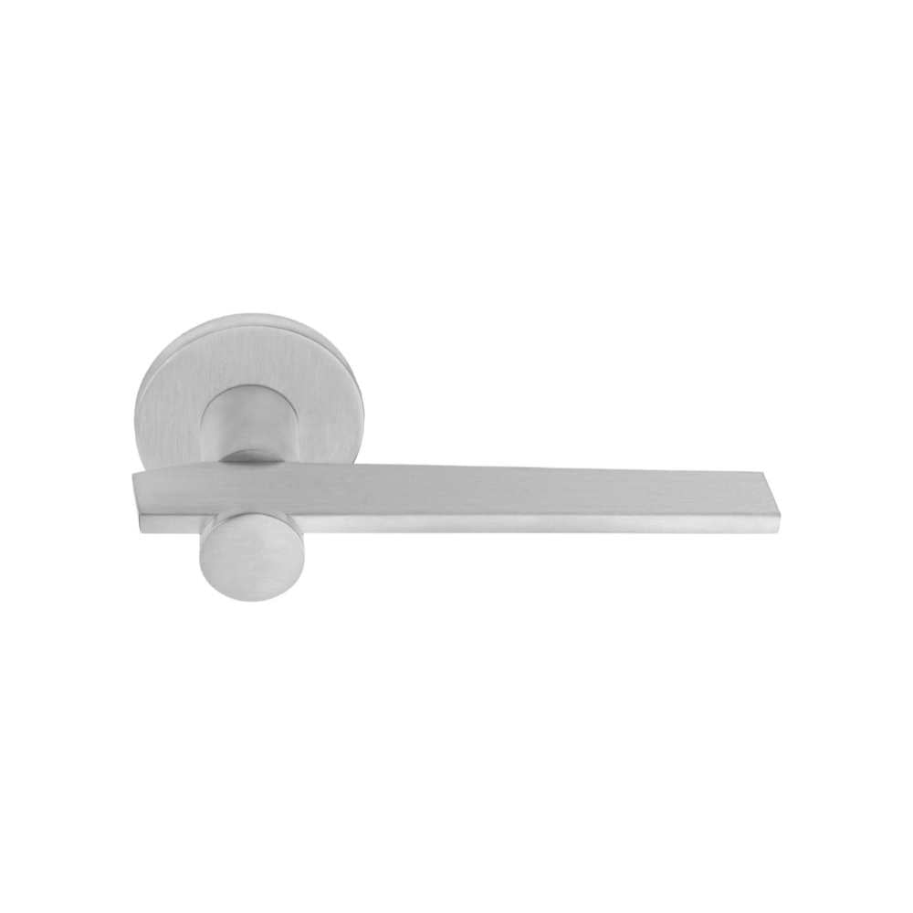 TENSE BB100-G sprung lever handle on rose satin stainless steel in Satin Stainless
